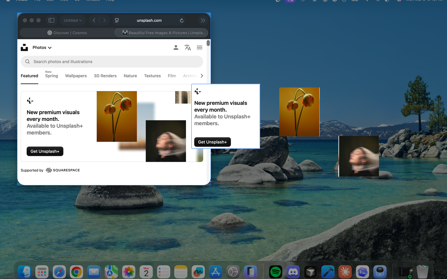 Floating pin windows on the macOS desktop